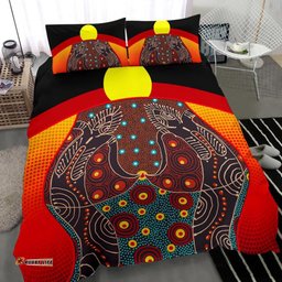 Australia Bedding Set - Aboriginal Inspired Sublimation Dot Pattern Style (Red)