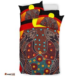 Australia Bedding Set - Aboriginal Inspired Sublimation Dot Pattern Style (Red)