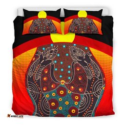 Australia Bedding Set - Aboriginal Inspired Sublimation Dot Pattern Style (Red)