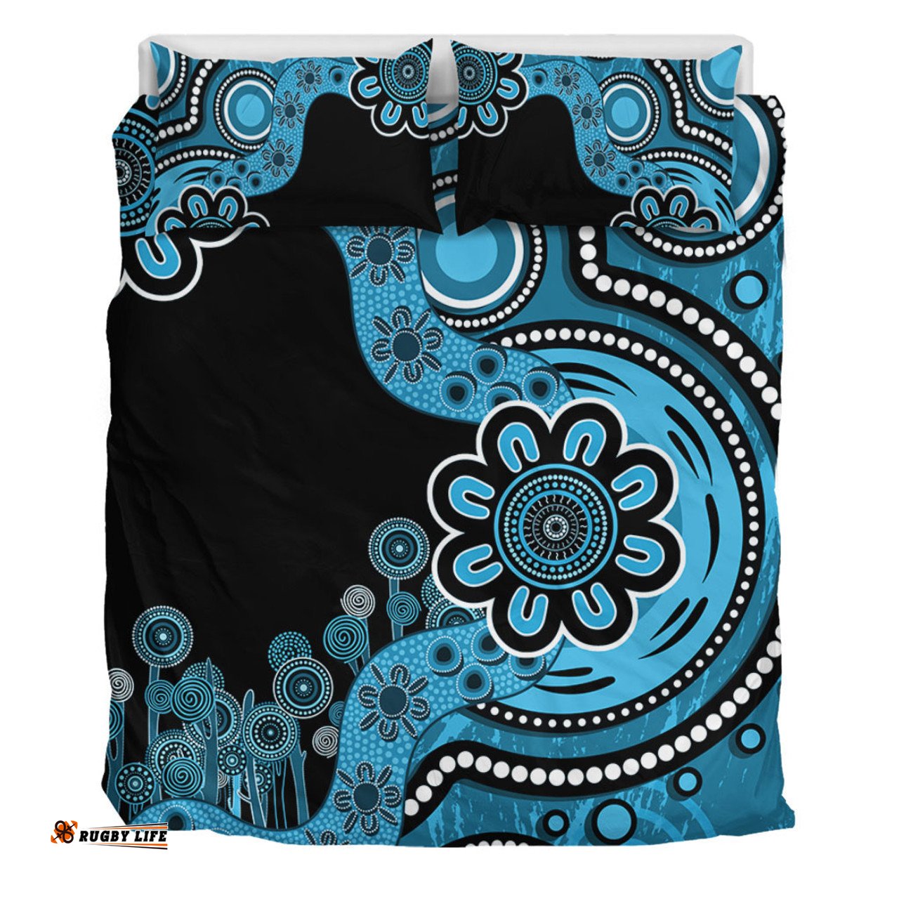 Australia Bedding Set Aboriginal Indigenous Dot Painting Blue