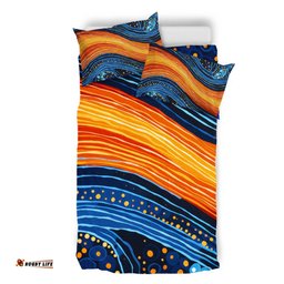 Australia Dreaming Aboriginal Bedding Set - Aboriginal Culture Rive In Dot Painting Inspired Bedding Set