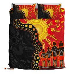 Amazing Aussie Australia Indigenous Dot Painting Inspired By The Aboriginal Flag Bedding Set