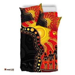 Amazing Aussie Australia Indigenous Dot Painting Inspired By The Aboriginal Flag Bedding Set