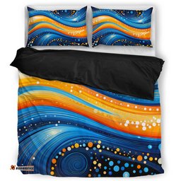 Australia Dreaming Aboriginal Bedding Set - Aboriginal Indigenous Dot Painting Dream Art Inspired Bedding Set