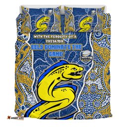 Parramatta Eels Grand Final Custom Bedding Set - Custom Parramatta Eels With Contemporary Style Of Aboriginal Painting Bedding Set