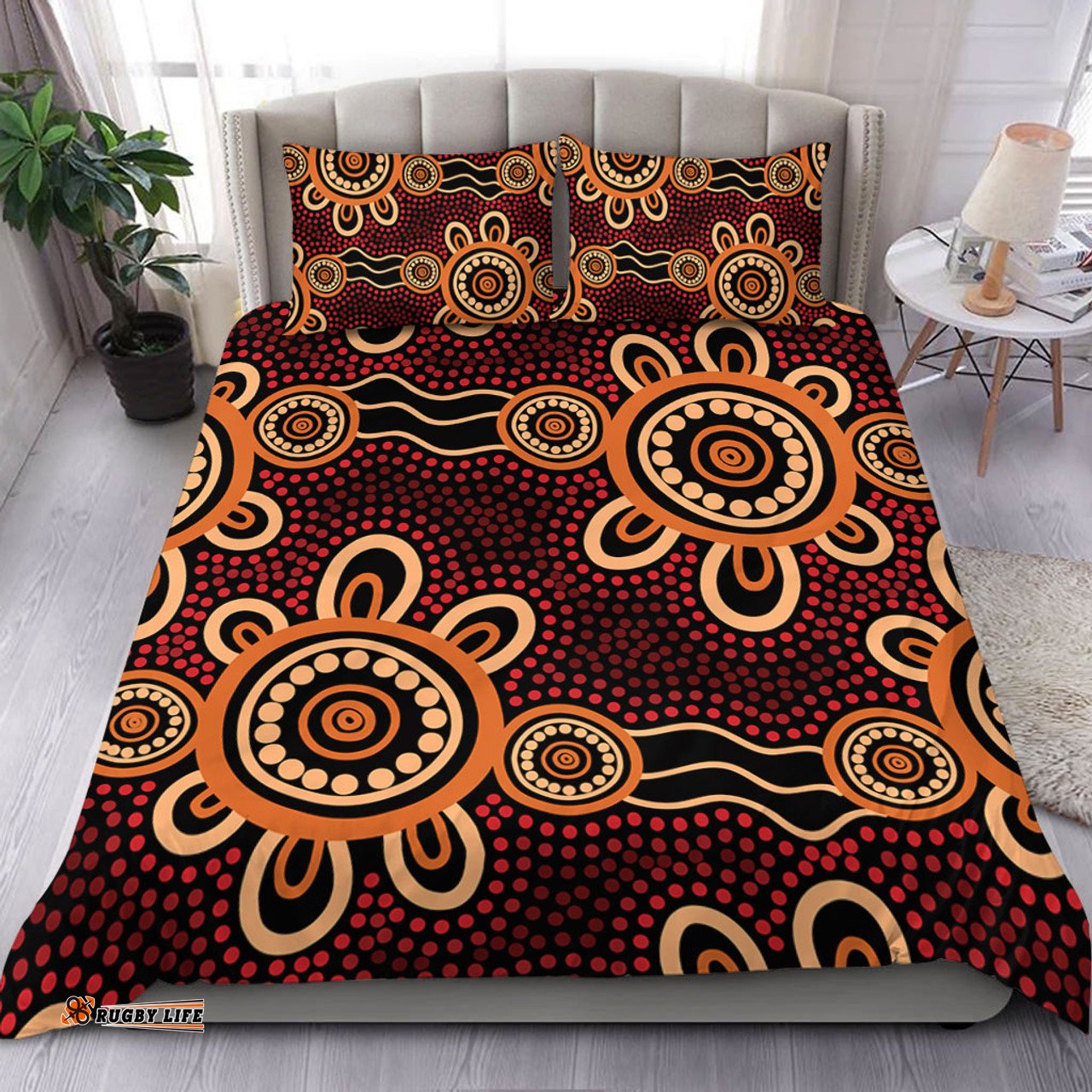 Australia Dot Painting Inspired Aboriginal Bedding Set - Aboriginal Dot Pattern Painting Art Bedding Set
