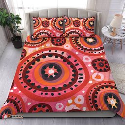 Australia Dot Painting Inspired Aboriginal Bedding Set - Circle In The Aboriginal Dot Art Style Bedding Set