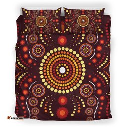 Amazing Aussie Australia Aboriginal Inspired Indigenous Dot Painting Art Brown Bedding Set
