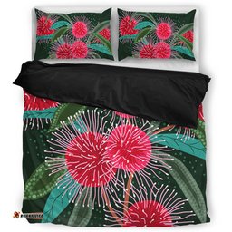 Australia Aboriginal Bedding Set - Australian Hakea Flowers Painting In Aboriginal Style Bedding Set