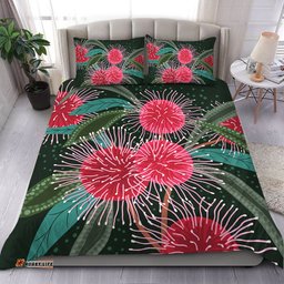 Australia Aboriginal Bedding Set - Australian Hakea Flowers Painting In Aboriginal Style Bedding Set