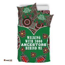 Australia Aboriginal Bedding Set - Walking with 3000 Ancestors Behind Me Green Patterns Bedding Set