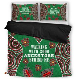 Australia Aboriginal Bedding Set - Walking with 3000 Ancestors Behind Me Green Patterns Bedding Set
