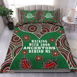 Australia Aboriginal Bedding Set - Walking with 3000 Ancestors Behind Me Green Patterns Bedding Set