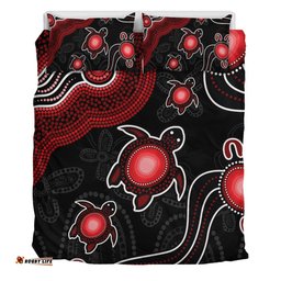 Amazing Aussie Australia Aboriginal Turtle Dreaming Journey Featuring Dot Art Red Bedding Set