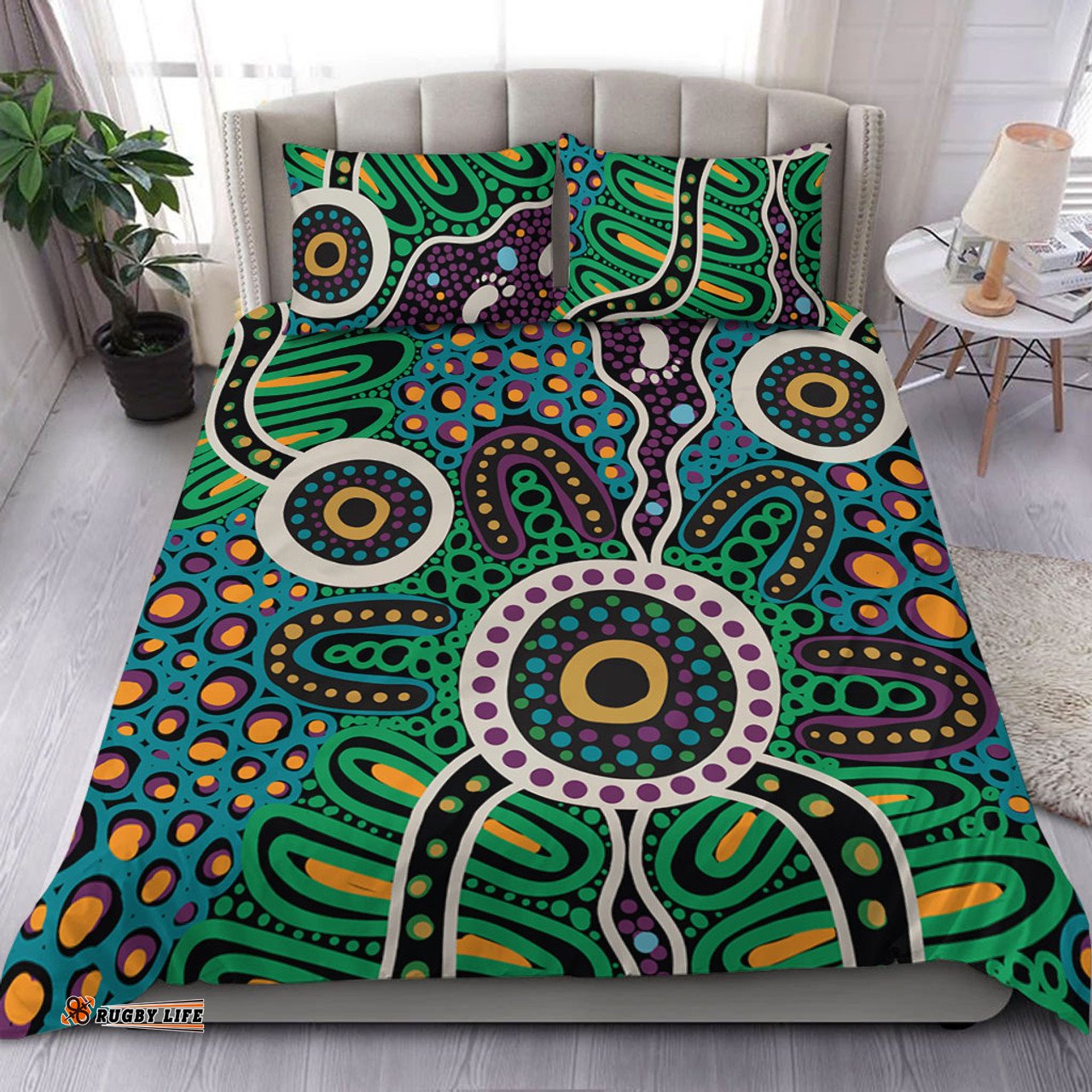 Australia Aboriginal Bedding Set - A Dot Painting In The Style Of Indigenous Australian Art Bedding Set