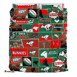 South Sydney Rabbitohs Bedding Set - Team Of Us Die Hard Fan Supporters Comic Style