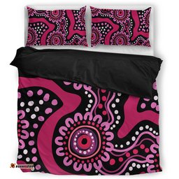Australia Dot Painting Inspired Aboriginal Bedding Set - Pink Flowers Aboriginal Dot Art Bedding Set