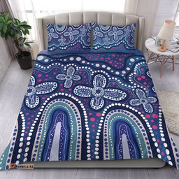 Australia Aboriginal Bedding Set - Dot painting illustration in Aboriginal style Blue Bedding Set