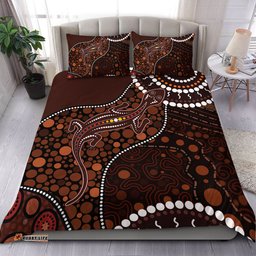 Amazing Aussie Australia Aboriginal Inspired Lizard With Dot Painting Pattern Bedding Set