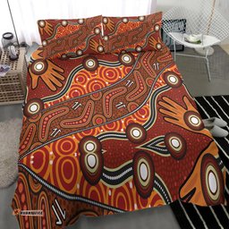 Amazing Aussie Australia Aboriginal Inspired Indigenous Dot Painting Art Red Bedding Set