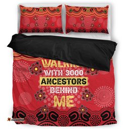Australia Aboriginal Bedding Set - Walking with 3000 Ancestors Behind Me Red and Gold Patterns Bedding Set