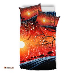 Australia Aboriginal Bedding Set - Aboriginal Dot Painting Style Art Dreamtime Story Bedding Set