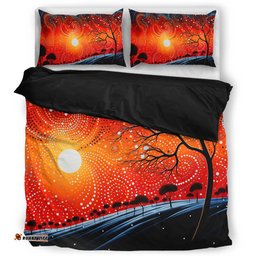 Australia Aboriginal Bedding Set - Aboriginal Dot Painting Style Art Dreamtime Story Bedding Set