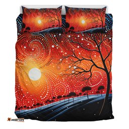 Australia Aboriginal Bedding Set - Aboriginal Dot Painting Style Art Dreamtime Story Bedding Set