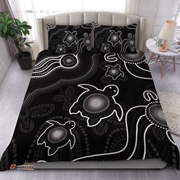 Amazing Aussie Australia Aboriginal Turtle Dreaming Journey Featuring Dot Art Black Bedding Set