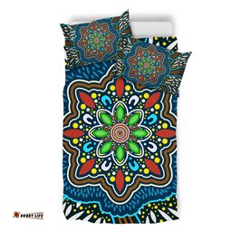 Australia Bedding Set Aboriginal Big Flowers In Dot Painting Inspired