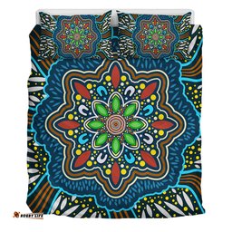 Australia Bedding Set Aboriginal Big Flowers In Dot Painting Inspired