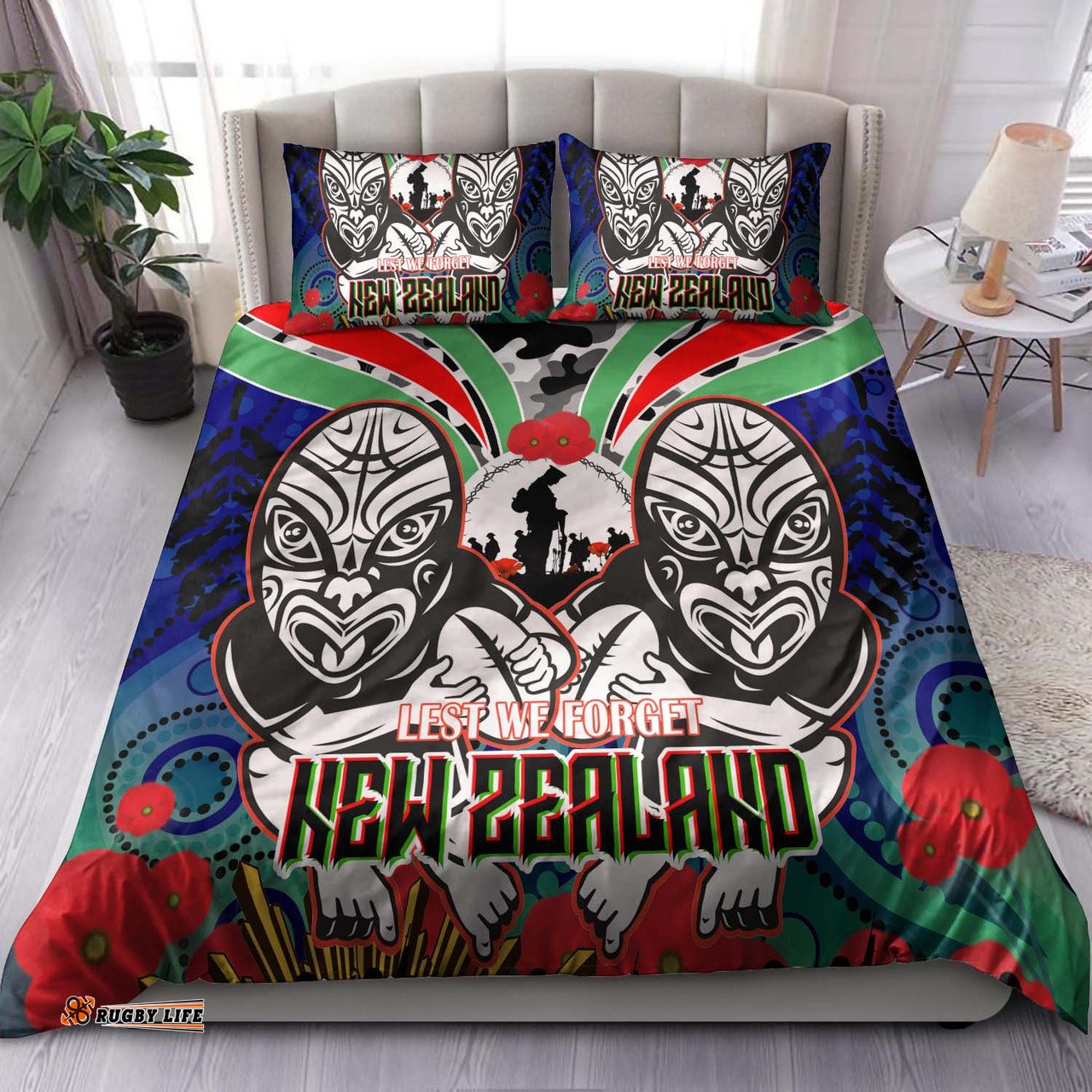 Amazing Aussie New Zealand Warriors Anzac Maori Mask and Aboriginal Inspired Bedding Set