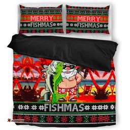 Australia Christmas Fishing Bedding Set - Merrry Fishmas Angler Santa Claus Bedding Set
