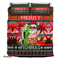 Australia Christmas Fishing Bedding Set - Merrry Fishmas Angler Santa Claus Bedding Set