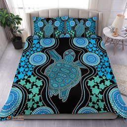 Amazing Aussie Australia Aboriginal Art Turtles Inspired Green Bedding Set
