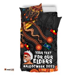 Australia Custom Bedding Set For Our Elders Naidoc Week Snake Aboriginal Painting With Flag