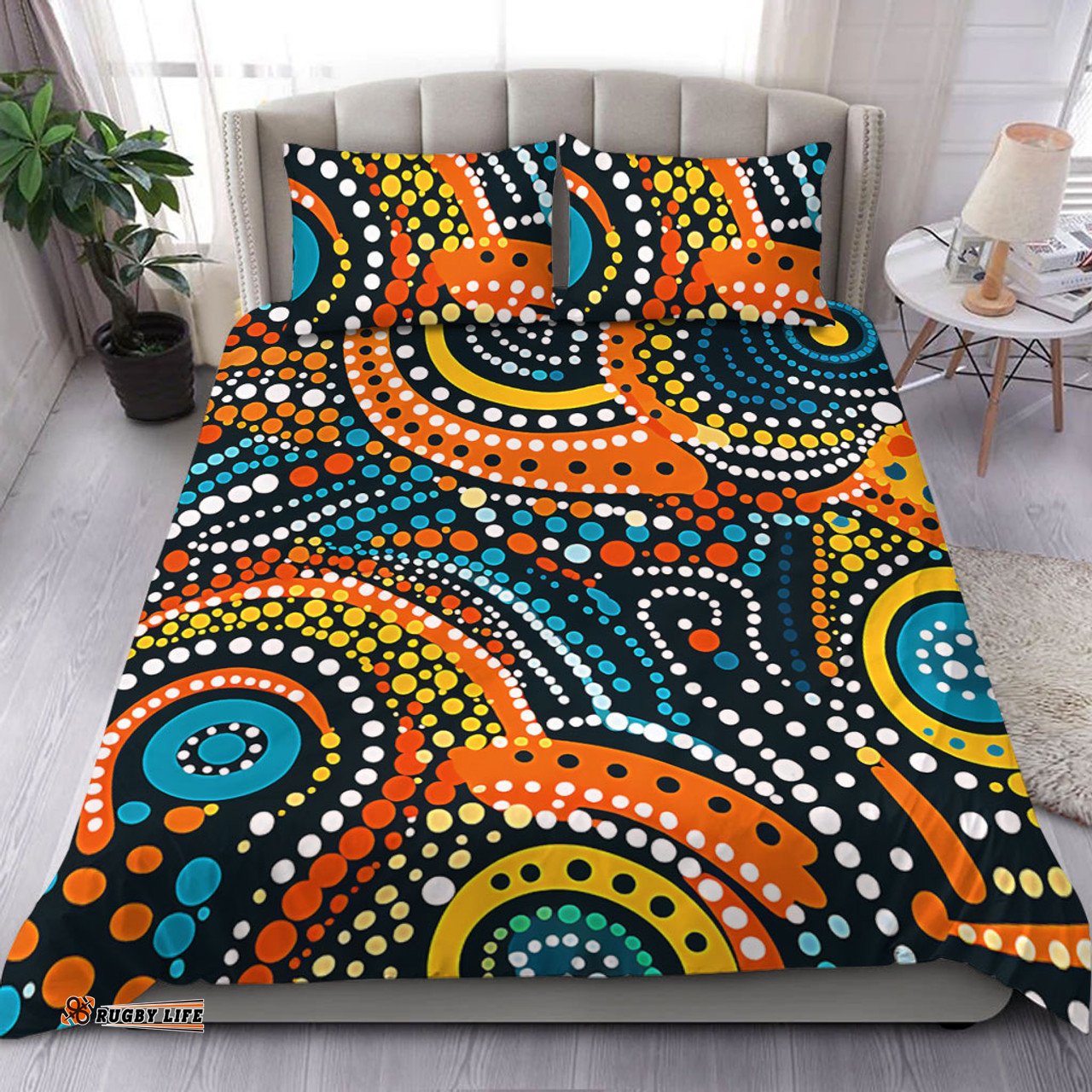 Australia Aboriginal Bedding Set - Traditional Australian Aboriginal Native Design (Black) Ver 5 Bedding Set