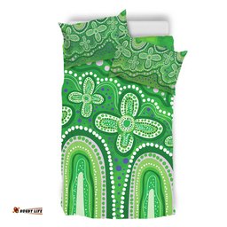Australia Aboriginal Bedding Set - Dot painting illustration in Aboriginal style Green Bedding Set