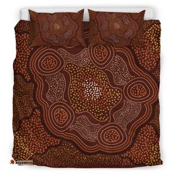 Australia Aboriginal Inspired Bedding Set - Indigenous Symbol Dot Painting Art Ver 12