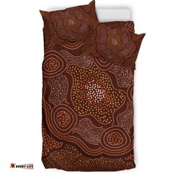 Australia Aboriginal Inspired Bedding Set - Indigenous Symbol Dot Painting Art Ver 12