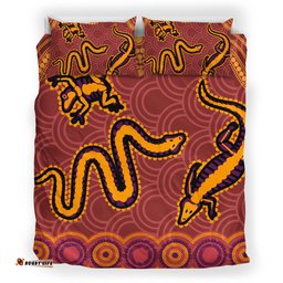Australia Aboriginal Inspired Bedding Set - Indigenous Animal Aboriginal Inspired Dot Painting Style