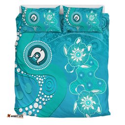 Amazing Aussie Australia Turtles Aboriginal Indigenous Dot Turtles In The Ocean (Turquoise) Bedding Set