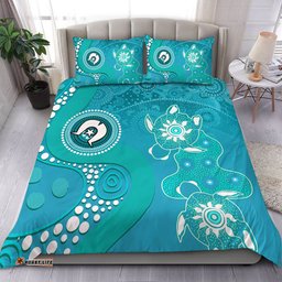 Amazing Aussie Australia Turtles Aboriginal Indigenous Dot Turtles In The Ocean (Turquoise) Bedding Set