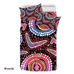 Australia Dot Painting Inspired Aboriginal Bedding Set - Boomerang From Aboriginal Art Bedding Set