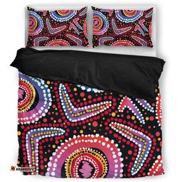 Australia Dot Painting Inspired Aboriginal Bedding Set - Boomerang From Aboriginal Art Bedding Set