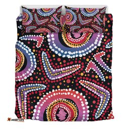 Australia Dot Painting Inspired Aboriginal Bedding Set - Boomerang From Aboriginal Art Bedding Set