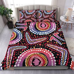 Australia Dot Painting Inspired Aboriginal Bedding Set - Boomerang From Aboriginal Art Bedding Set