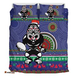 New Zealand Warriors Bedding Set - Australia Ugly Xmas With Aboriginal Patterns For Die Hard Fans