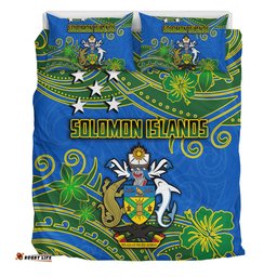 Amazing Aussie Australia South Sea Islanders Solomon Islands Symbol In Polynesian Patterns With Tropical Flowers Style Bedding Set
