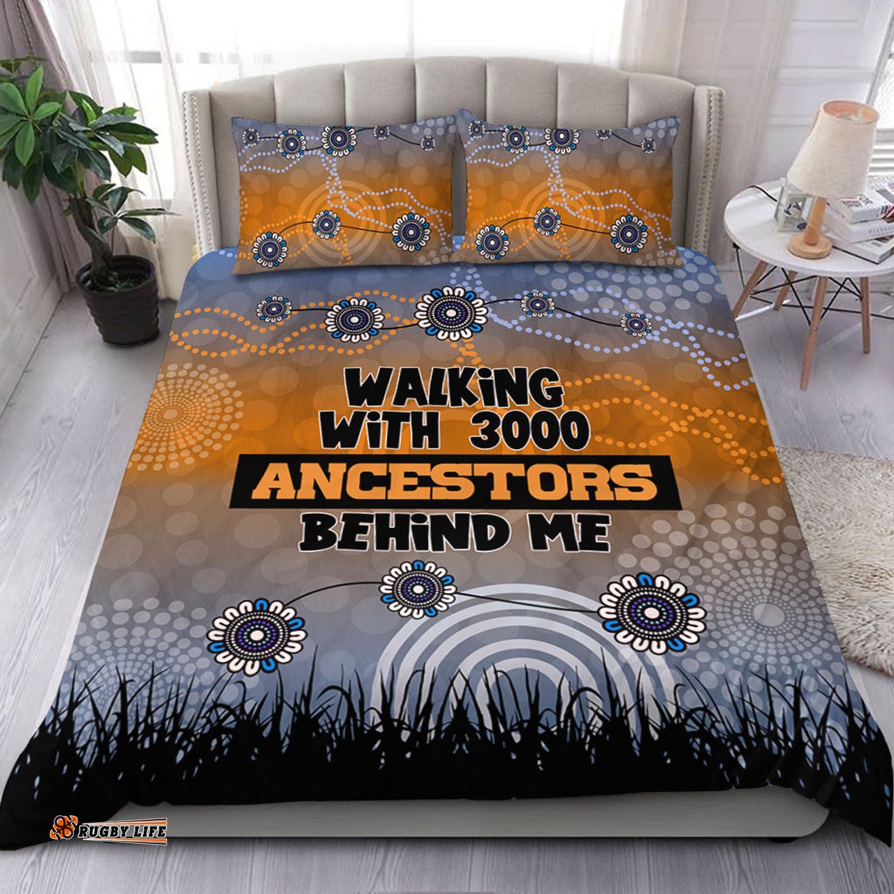 Australia Aboriginal Bedding Set - Walking with 3000 Ancestors Behind Me Blue Patterns Bedding Set